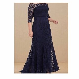 Torrid Special Occasion Navy Lace Off The Shoulder Formal Gown NWT